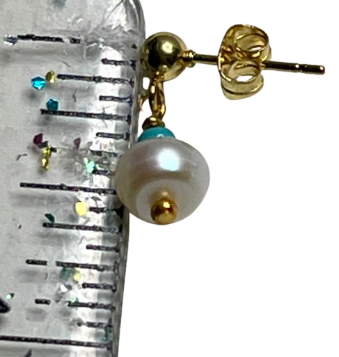 Women’s Freshwater Pearl Stud gold plated Earrings Nickel Free
