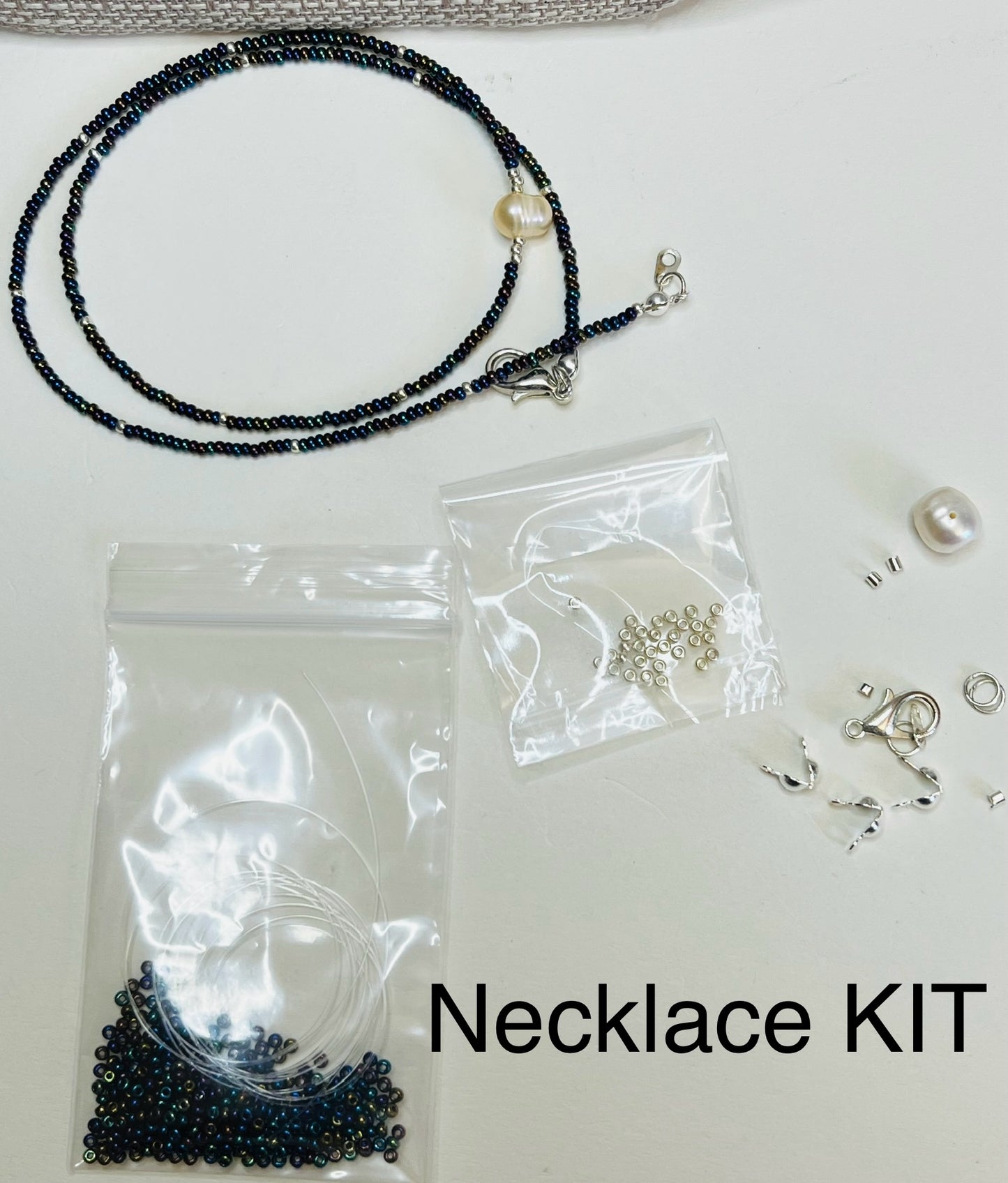 Freshwater Pearl Seed Beds .925 Silver Necklace nickel free KIT
