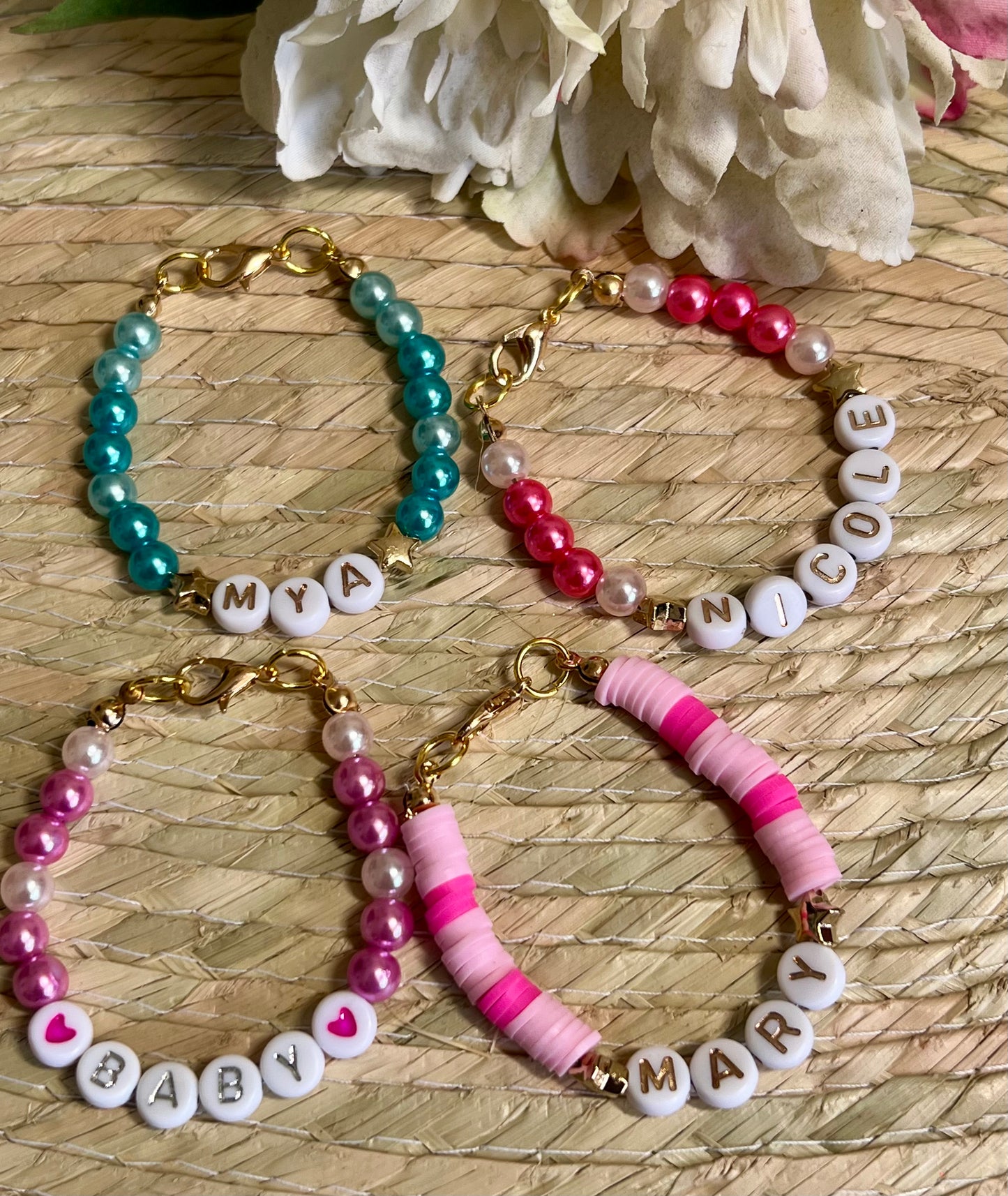 Handmade Personalized Girls Name Bracelet 3-5 1/2 inches