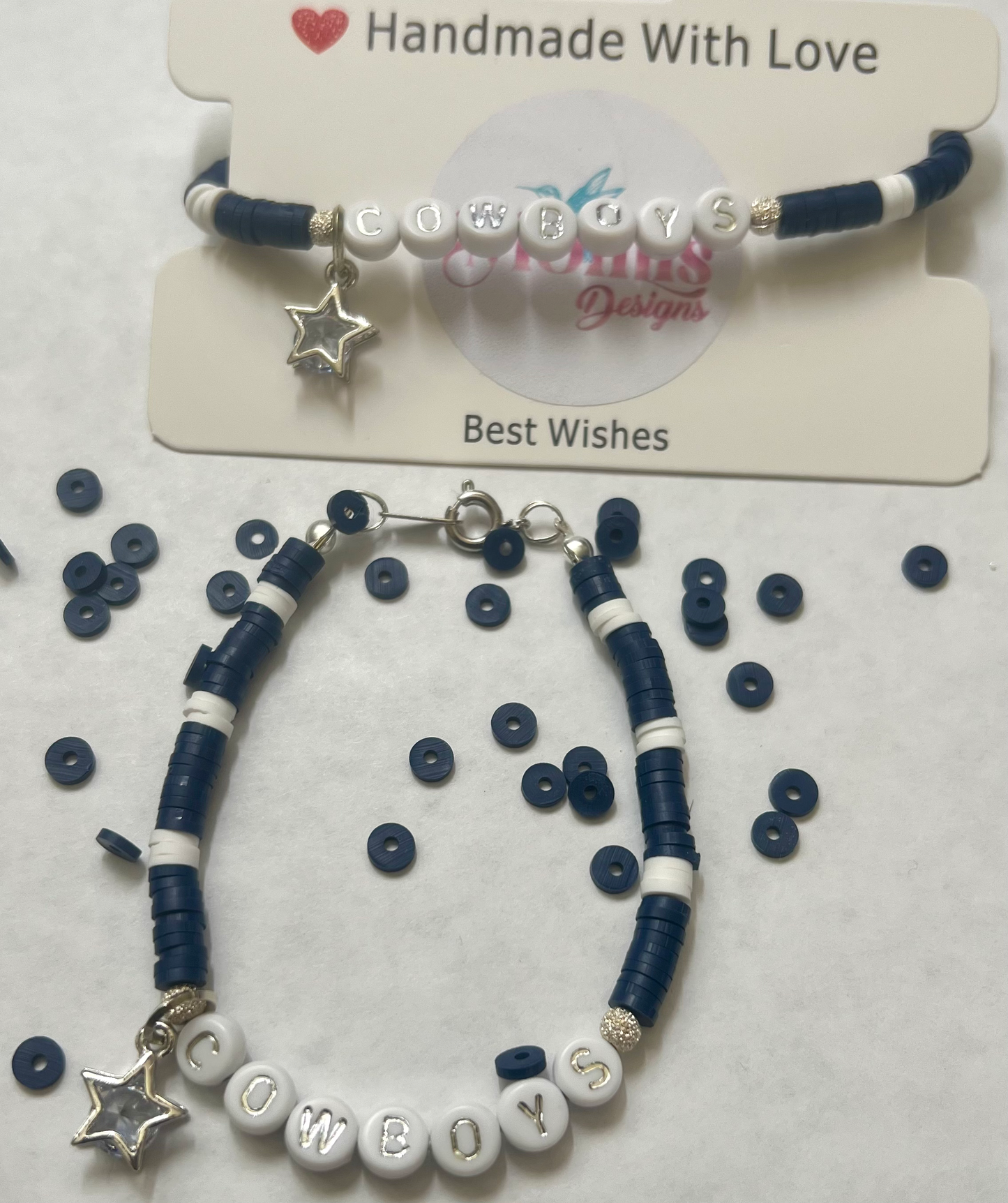 Handmade Cowboys 7-8in Heishi Clay Bead Bracelet