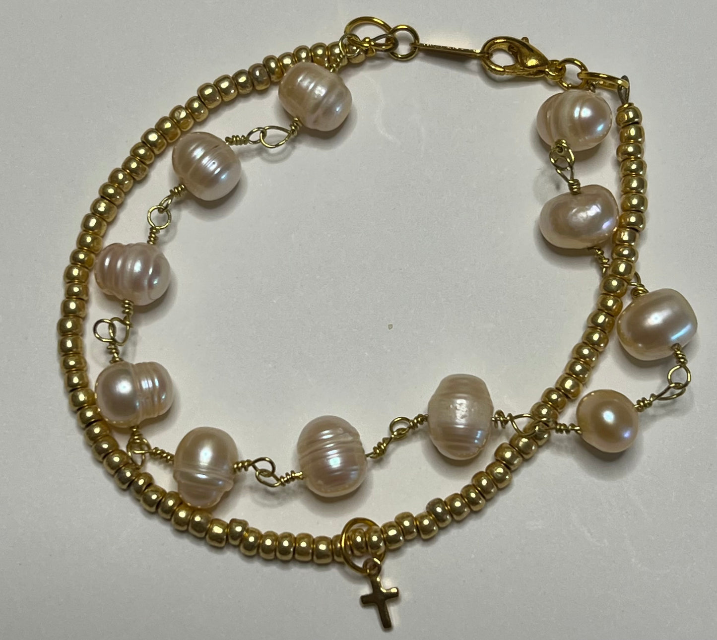 Abigail Fresh Water Pearl Goldtone Bracelet 7in