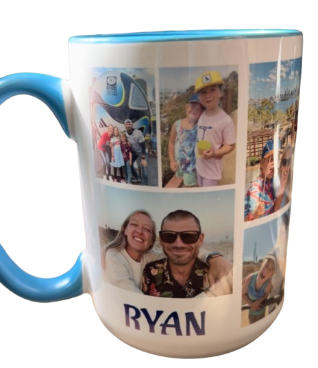 15 oz Coffee Mug Personalized up to 8 images and 1 name or Phrase