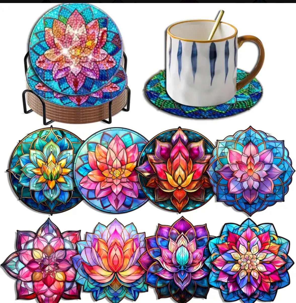 6 pcs DIY Diamond Painting Coasters