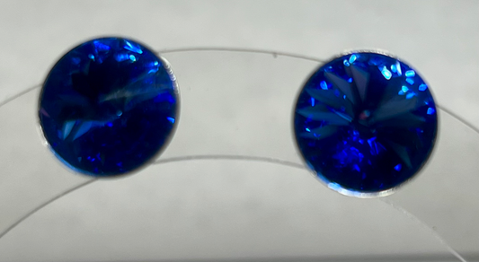 12mm Swarovski Rivoli Royal Blue Earrings September Birthstone