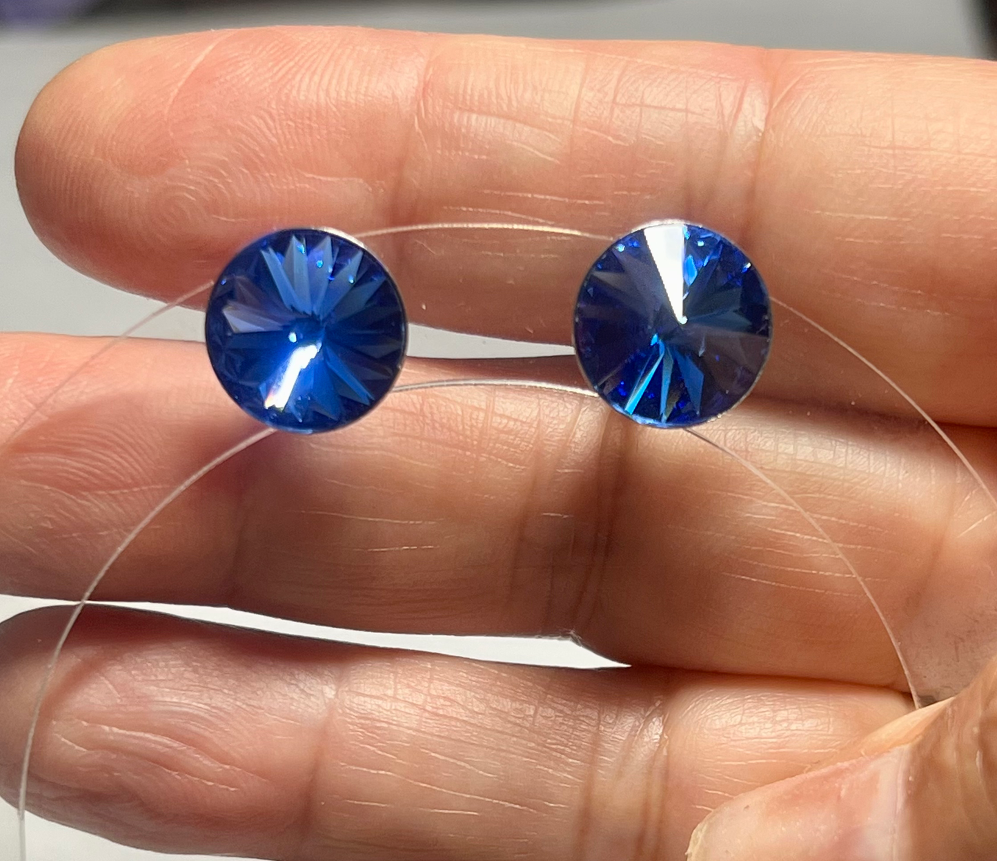 12mm Swarovski Rivoli Royal Blue Earrings September Birthstone