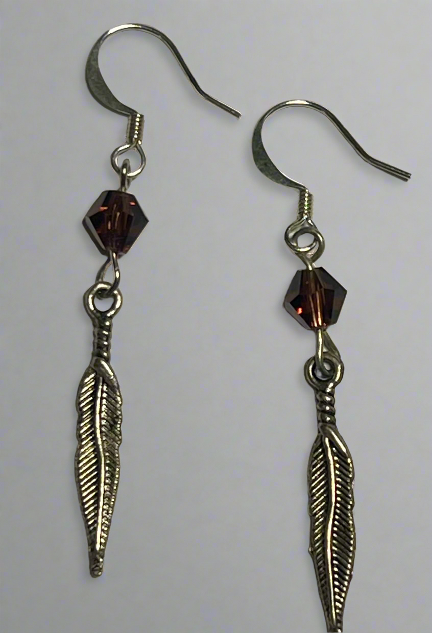 Antique Silver Leaf Dangling Earrings