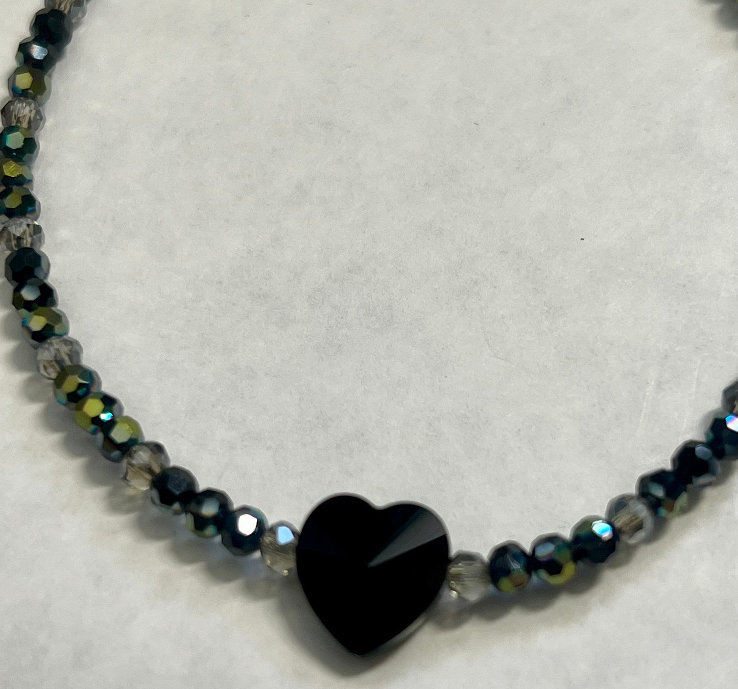 Glass Beads Silver 7in SWA Heart