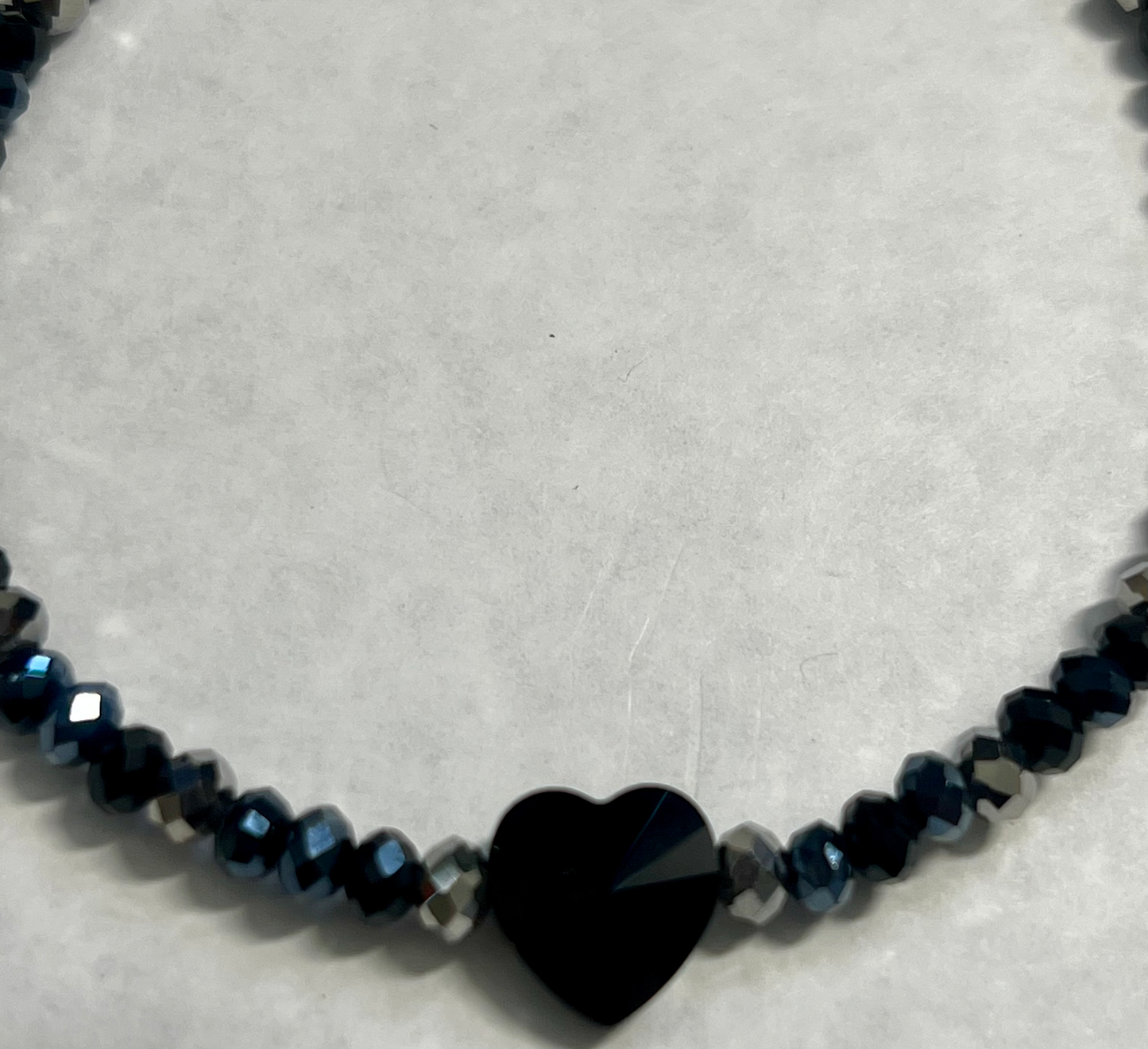 Glass Beads Silver 7in SWA Heart