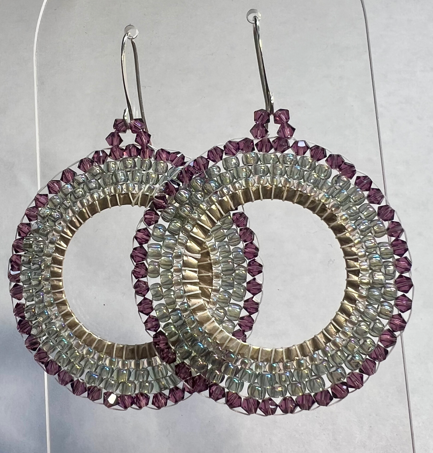 2 1/2in Handmade Silver 11/0 Miyuki beads Earrings