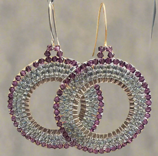 2 1/2in Handmade Silver 11/0 Miyuki beads Earrings