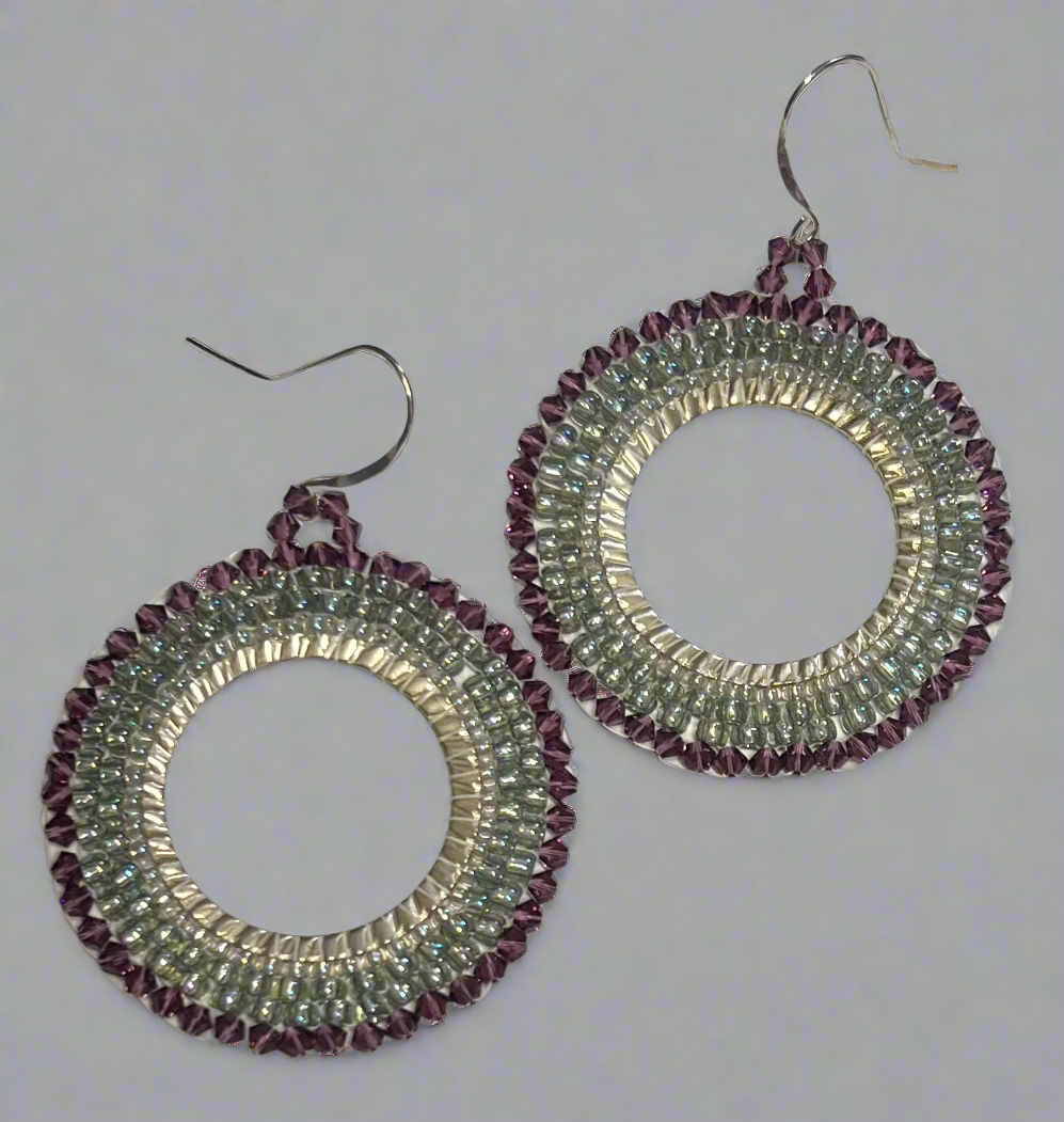 2 1/2in Handmade Silver 11/0 Miyuki beads Earrings