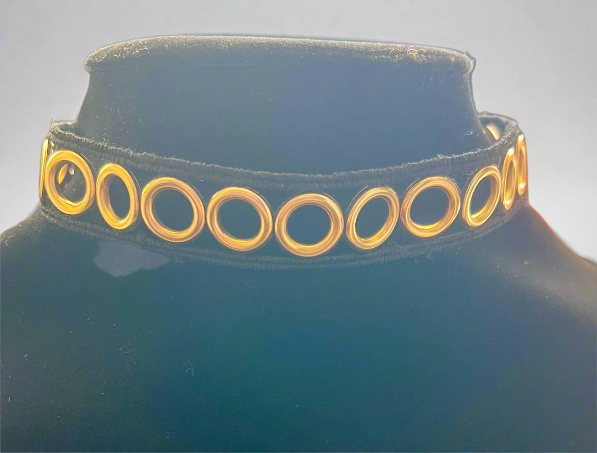 Handmade 16" Black Gold Plated Circle Choker