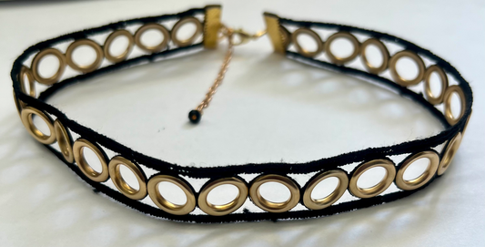 Handmade 16" Black Gold Plated Circle Choker