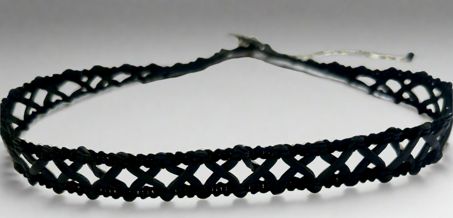 Handmade 16" Black Fleather Choker