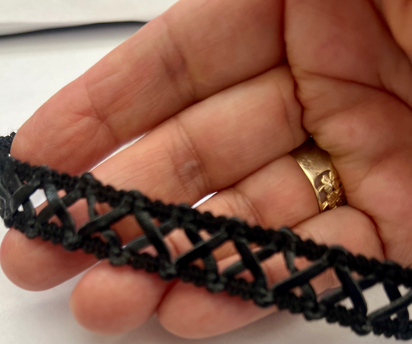 Handmade 16" Black Fleather Choker