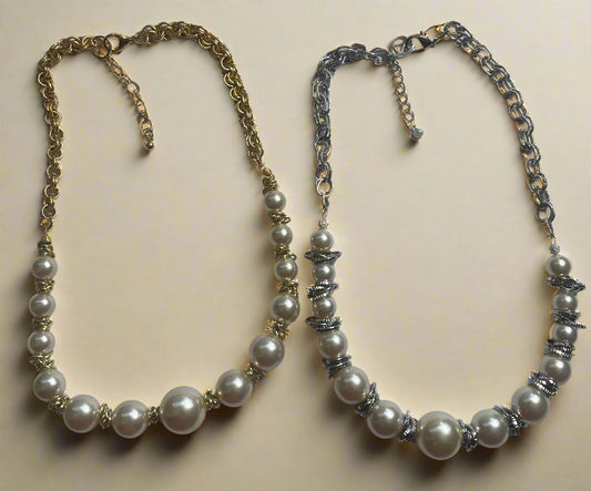 Pearl Silver Or Gold Plated Necklace 18in