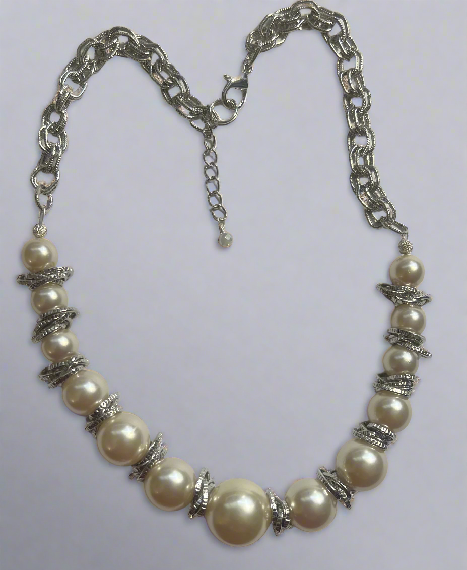 Pearl Silver Or Gold Plated Necklace 18in
